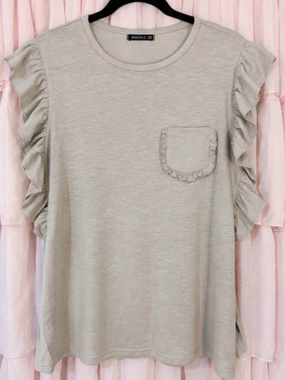 Women’s Ruffle Sleeve Pocket Tee - Sage